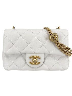Chanel Shoulder Bag Mini Flap Chain Turnlock Crossbody Heart CC Logo Caviar